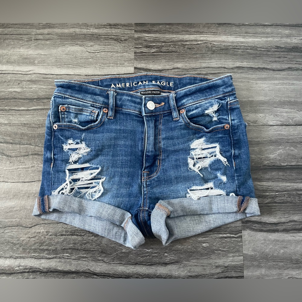 American Eagle Outfitters Ripped Blue Jean Shorts